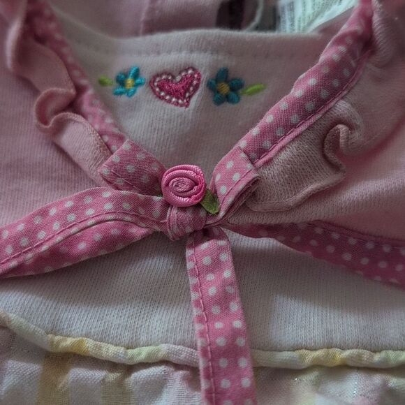 Vintage Infant Youngland Pink Yellow Seersucker Floral Summer‎ Dress - Picture 2 of 6